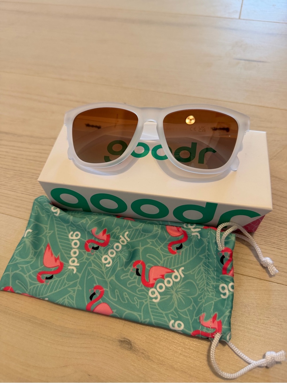 Goodr White Frame Sunglasses with Brown Lenses